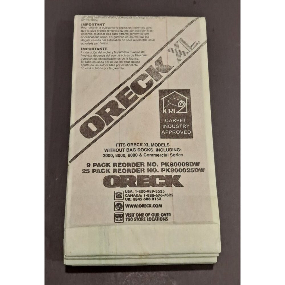 Oreck Vacuum Bags - XL Celoc HypoAllergenic System 9 Bags NEW
